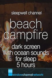 Beach Campfire Dark Screen with Ocean Sounds for sleep 5 hours