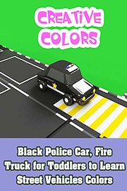 Black Police Car, Fire Truck for Toddlers to Learn Street Vehicles Colors